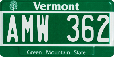 VT license plate AMW362
