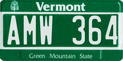 VT license plate AMW364