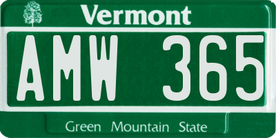 VT license plate AMW365