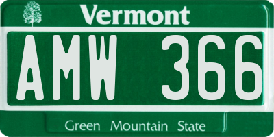 VT license plate AMW366