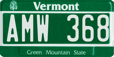 VT license plate AMW368