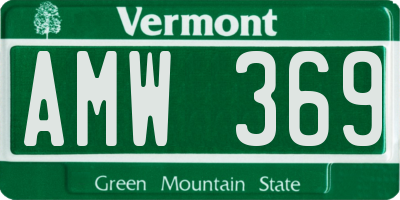 VT license plate AMW369