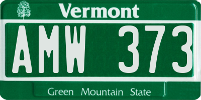 VT license plate AMW373