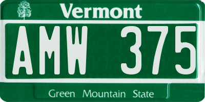VT license plate AMW375