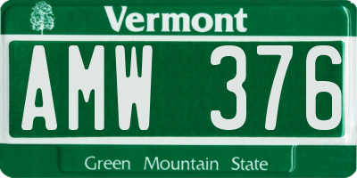 VT license plate AMW376