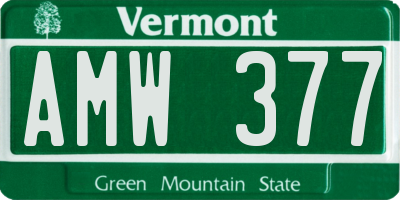 VT license plate AMW377