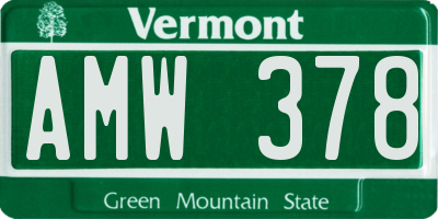VT license plate AMW378