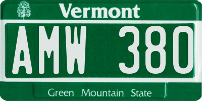 VT license plate AMW380