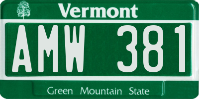 VT license plate AMW381