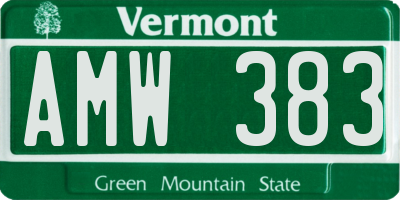 VT license plate AMW383