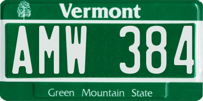 VT license plate AMW384
