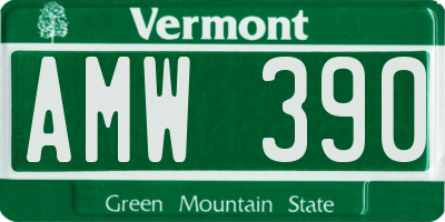 VT license plate AMW390