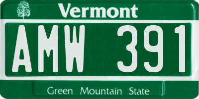 VT license plate AMW391