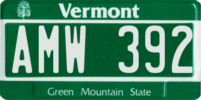VT license plate AMW392