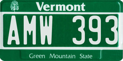 VT license plate AMW393