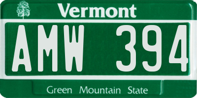 VT license plate AMW394