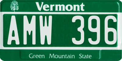 VT license plate AMW396