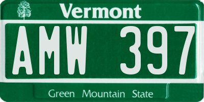 VT license plate AMW397