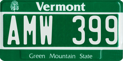 VT license plate AMW399