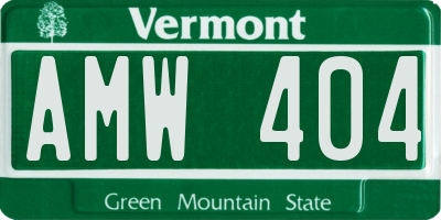 VT license plate AMW404
