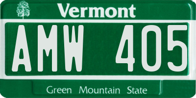 VT license plate AMW405