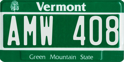 VT license plate AMW408