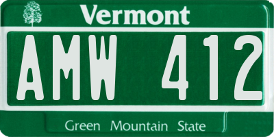 VT license plate AMW412