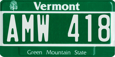 VT license plate AMW418