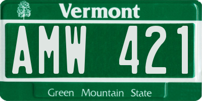 VT license plate AMW421