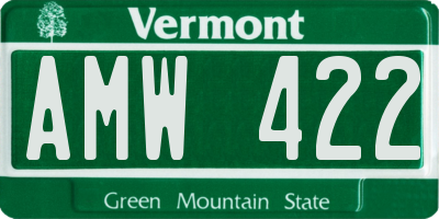 VT license plate AMW422