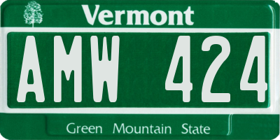 VT license plate AMW424