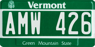 VT license plate AMW426