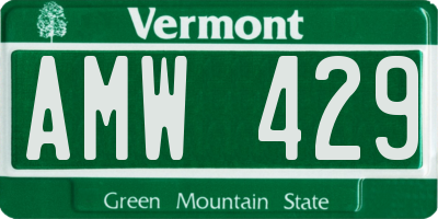 VT license plate AMW429