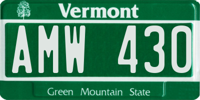 VT license plate AMW430