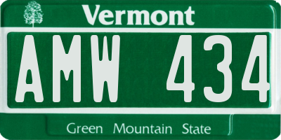VT license plate AMW434