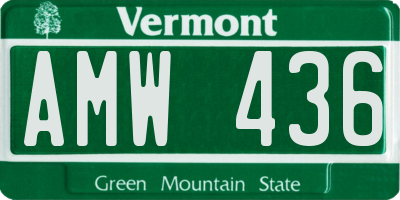 VT license plate AMW436
