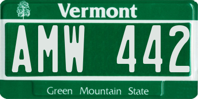 VT license plate AMW442