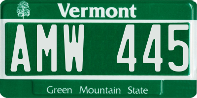 VT license plate AMW445
