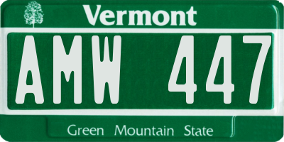 VT license plate AMW447