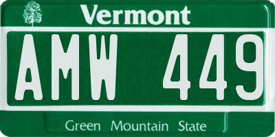 VT license plate AMW449