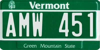 VT license plate AMW451