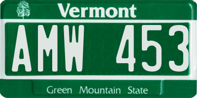 VT license plate AMW453