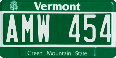VT license plate AMW454