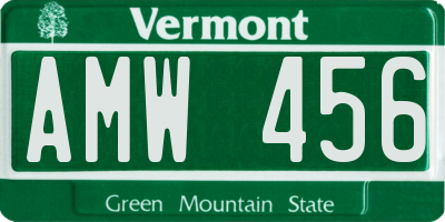 VT license plate AMW456