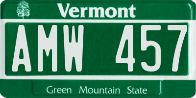 VT license plate AMW457