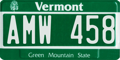 VT license plate AMW458