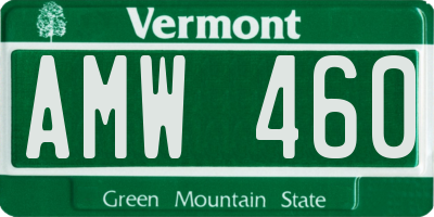 VT license plate AMW460