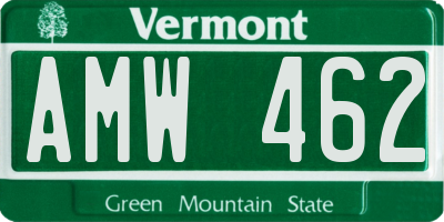 VT license plate AMW462