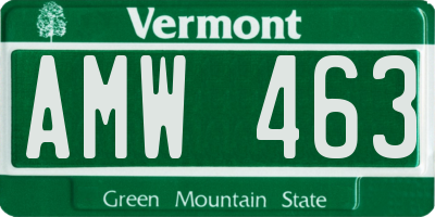 VT license plate AMW463