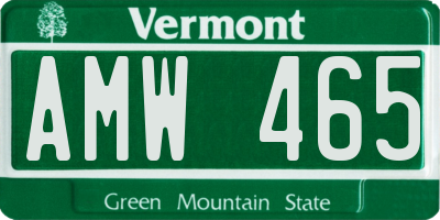 VT license plate AMW465
